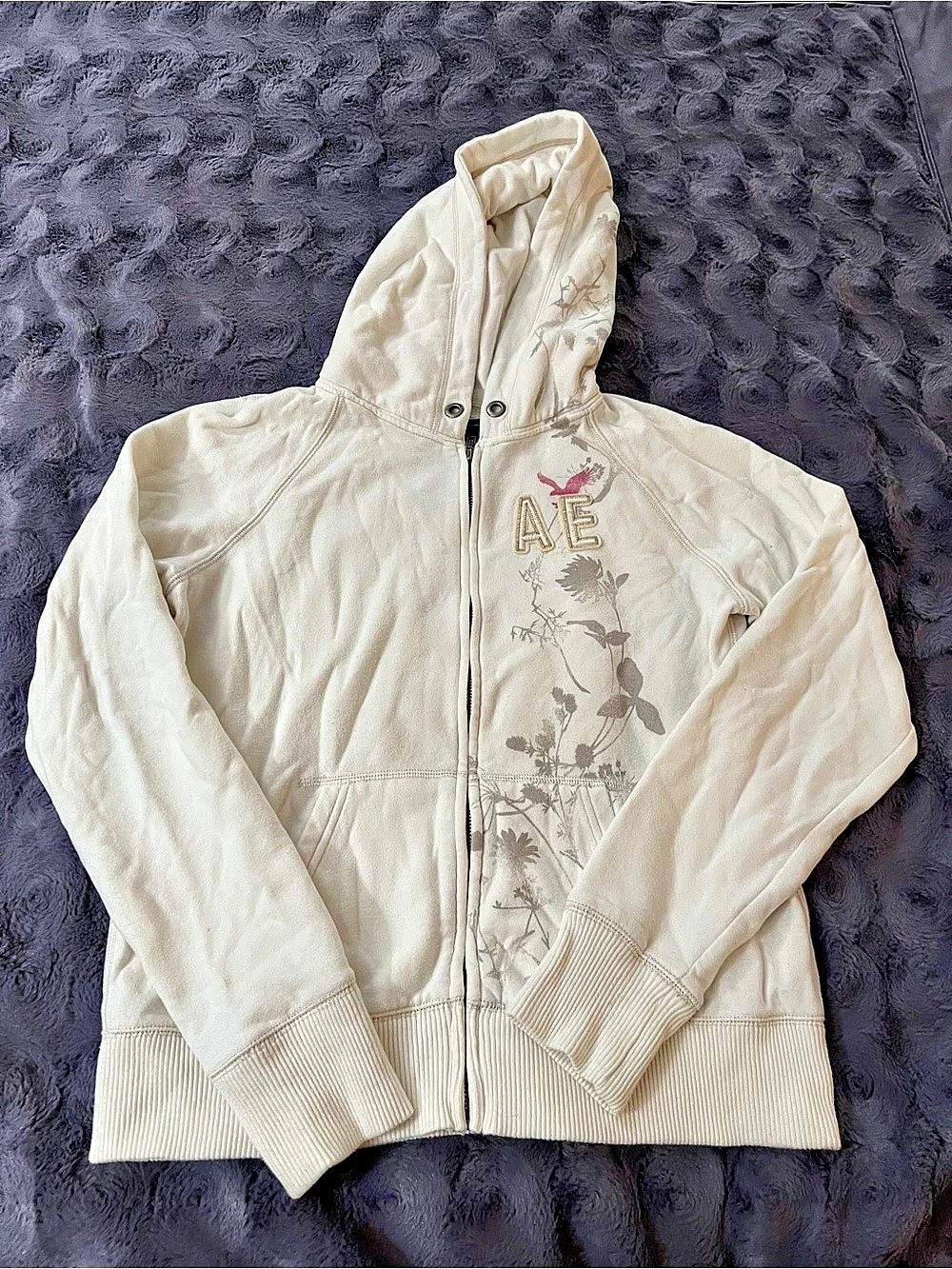American Eagle Outfitters Eagle Fleece Floral Hoodie Size large - Picture 1 of 6